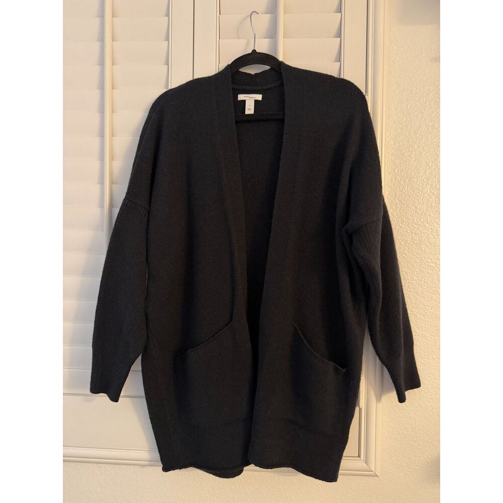 Daily Ritual Black Open Front Knit Cardigan Sweater with Pockets Lounge - M